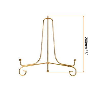 Harfington Uxcell 2Pcs 8 Inch Plate Stands for Display Iron Folding Easel Plate Holders, Gold