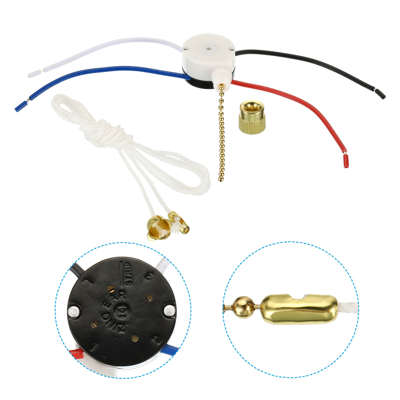 Harfington CBB61 Ceiling Fan Capacitor,1.5+3uF 250VAC 3 Wires with 3 Speed Fan Switch