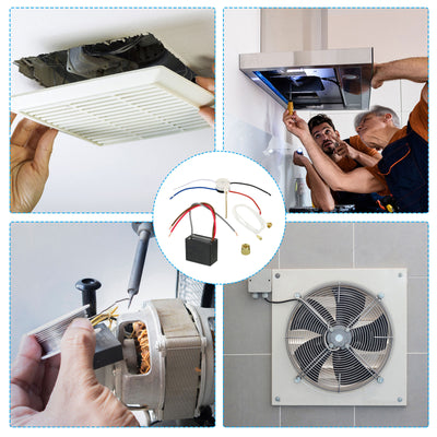 Harfington CBB61 Decke Lüfter Kondensator 1Set 1.5+3uF 250V AC 50/60HZ 3 Drähte mit 3 Drehzahlschalter für Klimageräte Lüfter Motor Start Betrieb Kondensatoren