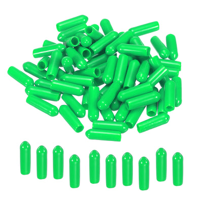 Harfington 100pcs 4mm Rubber End Caps Cover PVC Vinyl Screw Thread Protector Round Wire Shelf Caps for Screw Bolt Pipe Fence Post, Green
