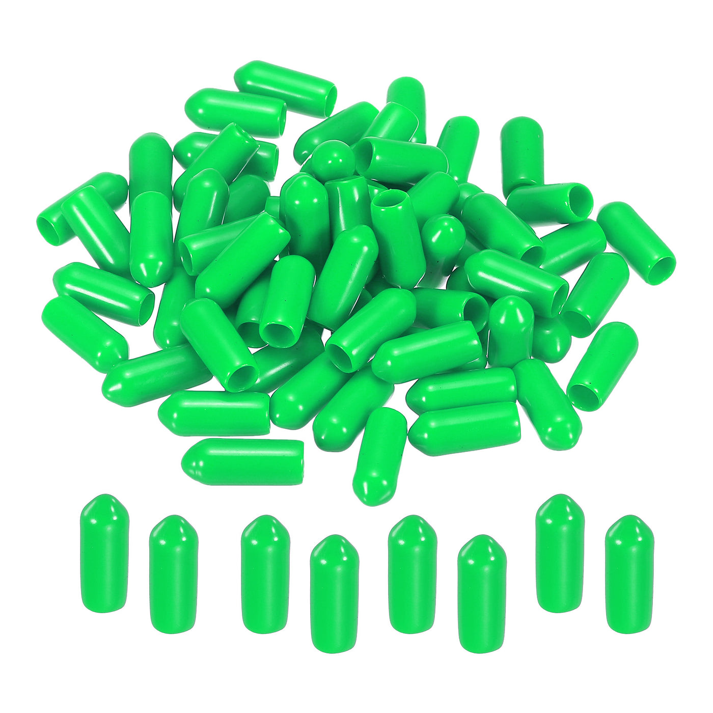 Harfington 200pcs 3/16 Inch(5mm) Rubber End Caps Cover PVC Vinyl Screw Thread Protector Round Wire Shelf Caps for Screw Bolt Pipe Fence Post, Green