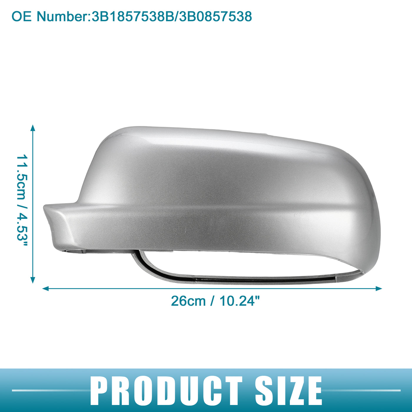 A ABSOPRO Rearview Mirror Cover Cap NO.3B1857538B/3B0857538 Side Door Mirror Cover for Volkswagen Jetta 1998-2004 ABS Plastic Silver Tone 1 Pair