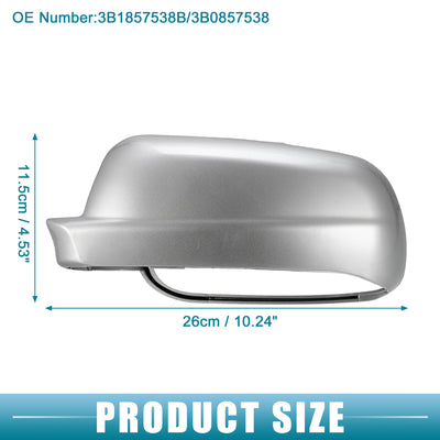 Harfington Rearview Mirror Cover Cap NO.3B1857538B/3B0857538 Side Door Mirror Cover for Volkswagen Jetta 1998-2004 ABS Plastic Silver Tone 1 Pair