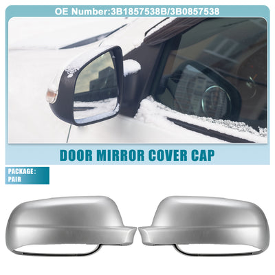 Harfington Rearview Mirror Cover Cap NO.3B1857538B/3B0857538 Side Door Mirror Cover for Volkswagen Jetta 1998-2004 ABS Plastic Silver Tone 1 Pair