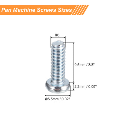 Harfington Uxcell #6-32x3/8" Pan Head Phillips Machine Screws, 100pcs Carbon Steel Screws