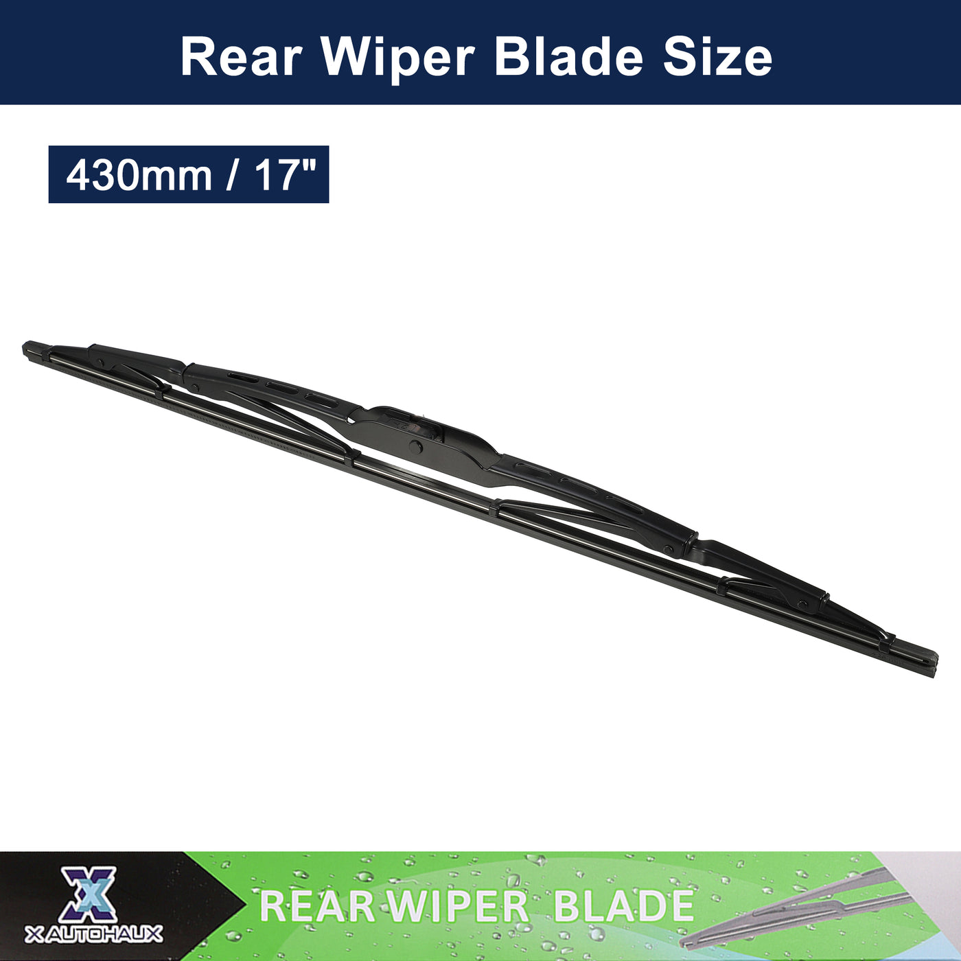 X AUTOHAUX Rear Windshield Wiper Blade Replacement 17" for Land Rover Range Rover IV 2013 2014 2015 2016 for All Cars in 7x2.5, 9x3 Hook