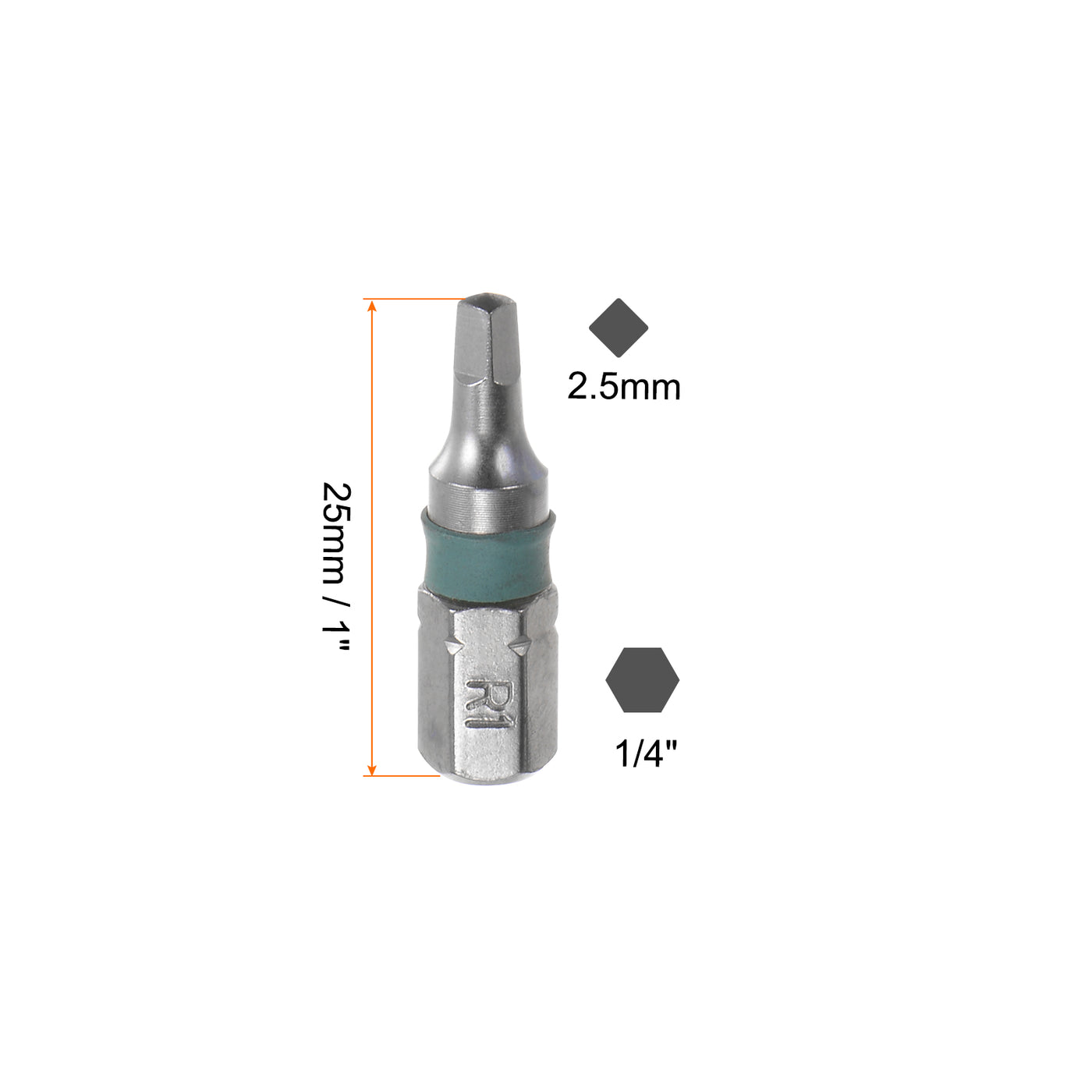 Harfington 8Stk 2mm Vierkant Sechskant Schraubendreher Bit 1/4" Sechskant Schaft 1" Länge S2 Stahl Magnetik Leistung Bohrer