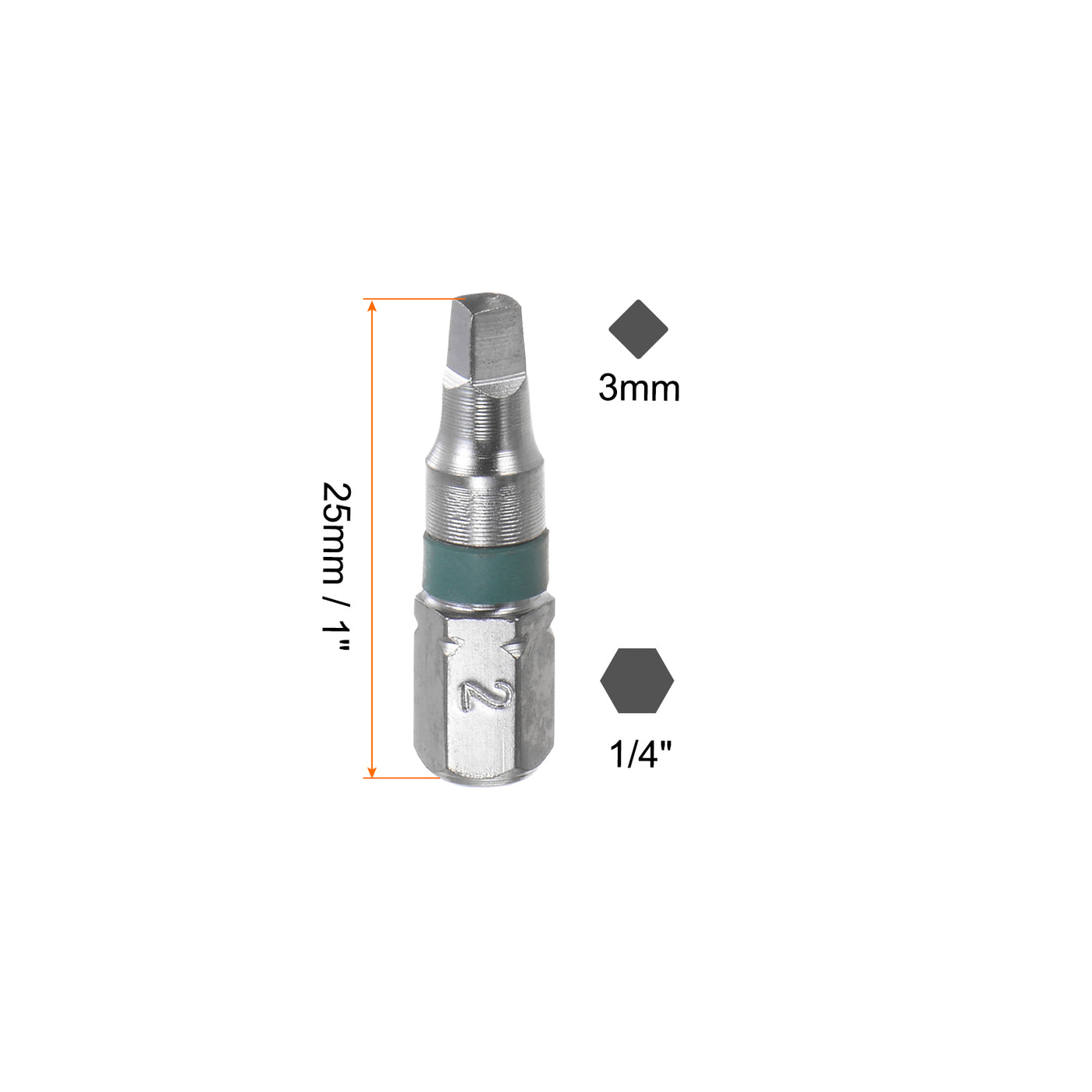 Harfington 8Stk 4mm Vierkant Sechskant Schraubendreher Bit 1/4" Sechskant Schaft 1" Länge S2 Stahl Magnetik Leistung Bohrer