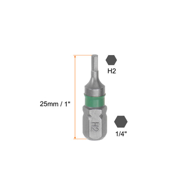 Harfington 8Stk H2 Sechskant Schraubendreher Bit 2mm 1/4" Sechskant Schaft 1" Länge S2 Stahl Magnetik Leistung Bohrer