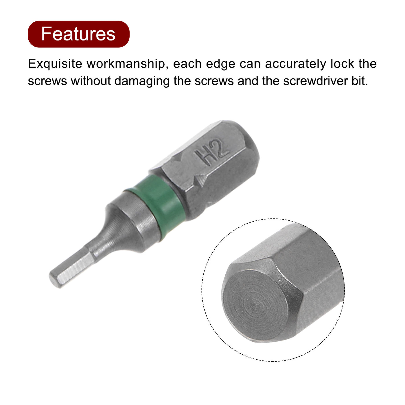 Harfington 8Stk H2 Sechskant Schraubendreher Bit 2mm 1/4" Sechskant Schaft 1" Länge S2 Stahl Magnetik Leistung Bohrer