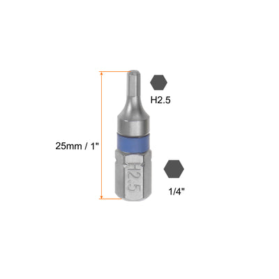 Harfington 8Stk H2.5 Sechskant Schraubendreher Bit 2.5mm 1/4" Sechskant Schaft 1" Länge S2 Stahl Magnetik Leistung Bohrer