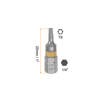 Harfington 8pcs T9 Torx Hex Screwdriver Bit 1/4" Hex Shank Magnetic Power Drill Bits