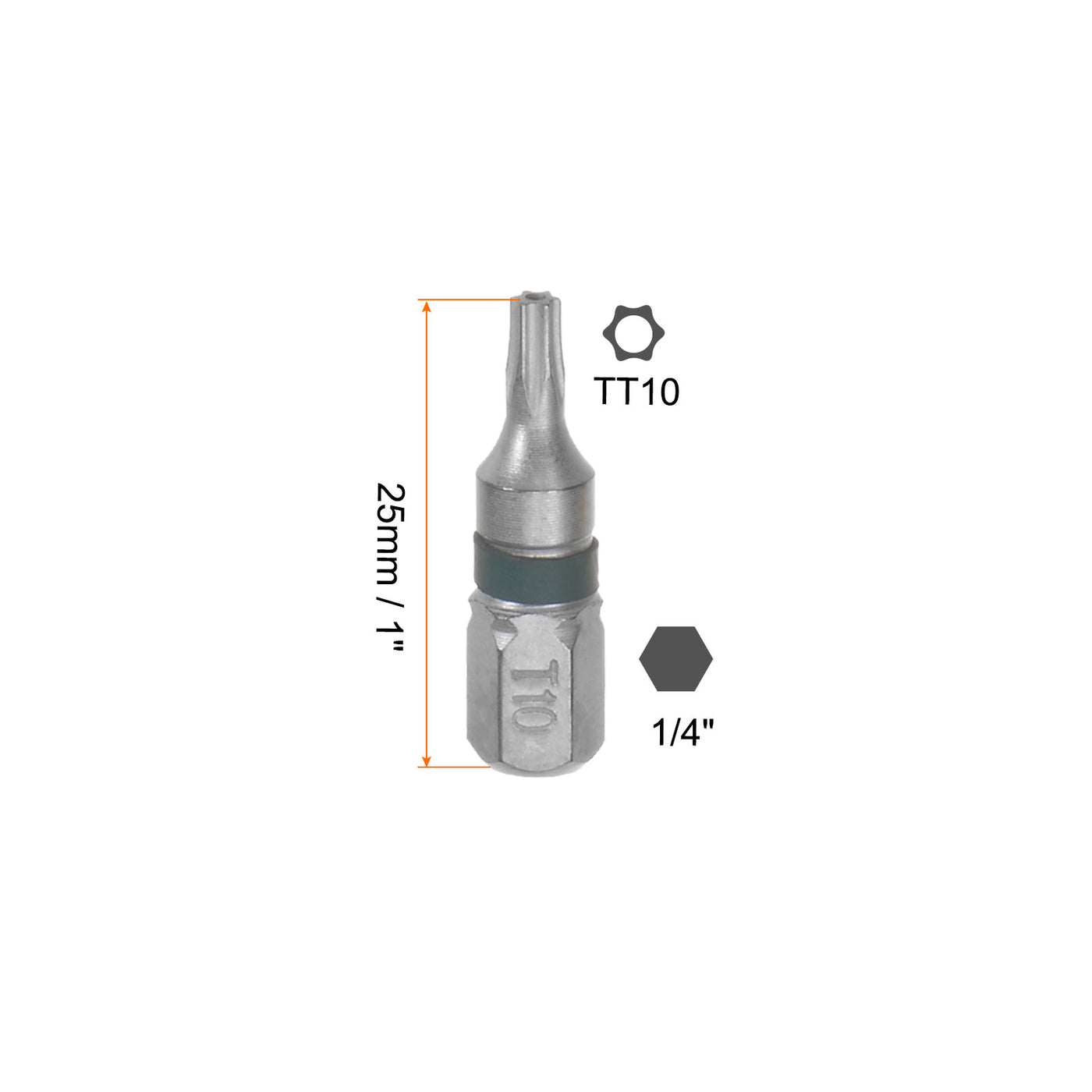 Harfington 8Stk T10 Torx Sechskant Schraubendreher Bit 1/4" Sechskant Schaft 1" Länge S2 Stahl Magnetik Leistung Bohrer