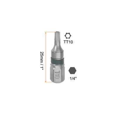 Harfington 8Stk T10 Torx Sechskant Schraubendreher Bit 1/4" Sechskant Schaft 1" Länge S2 Stahl Magnetik Leistung Bohrer