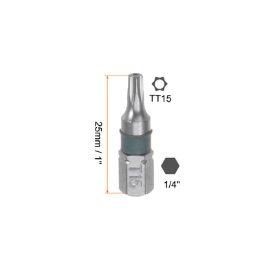 Harfington 8pcs T15 Torx Hex Screwdriver Bit 1/4" Hex Shank Magnetic Power Drill Bits