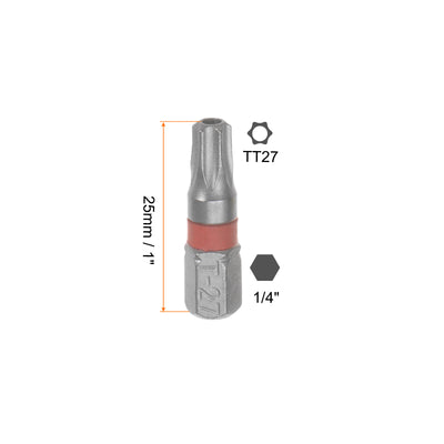 Harfington 8pcs T27 Torx Hex Screwdriver Bit 1/4" Hex Shank Magnetic Power Drill Bits