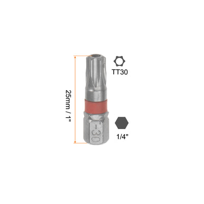 Harfington 8Stk T30 Torx Sechskant Schraubendreher Bit 1/4" Sechskant Schaft 1" Länge S2 Stahl Magnetik Leistung Bohrer