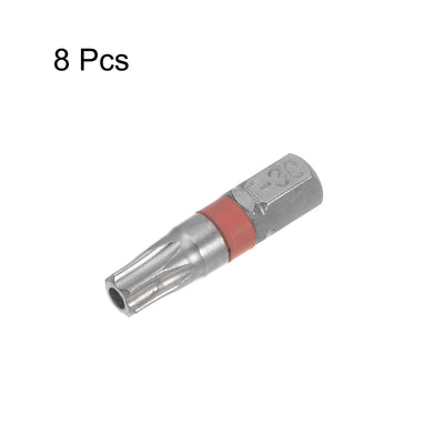 Harfington 8Stk T30 Torx Sechskant Schraubendreher Bit 1/4" Sechskant Schaft 1" Länge S2 Stahl Magnetik Leistung Bohrer