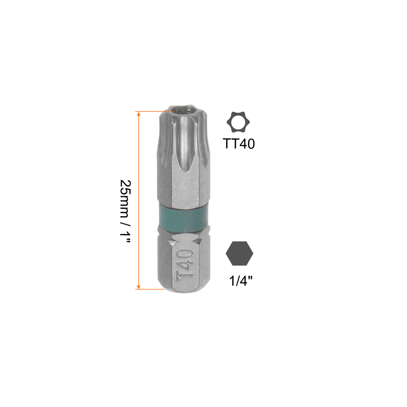 Harfington 8Stk T40 Torx Sechskant Schraubendreher Bit 1/4" Sechskant Schaft 1" Länge S2 Stahl Magnetik Leistung Bohrer