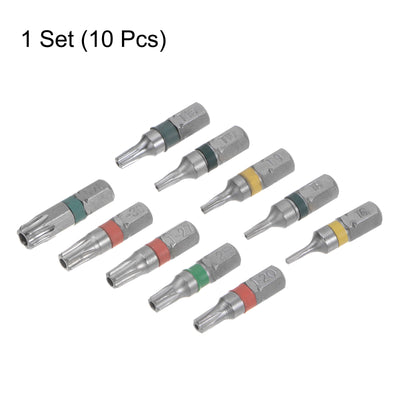 Harfington 10Stk Torx Sechskant Schraubendreher Bit T6-T40 1/4" Sechskant Schaft 1" Länge S2 Stahl Magnetik Leistung Bohrer