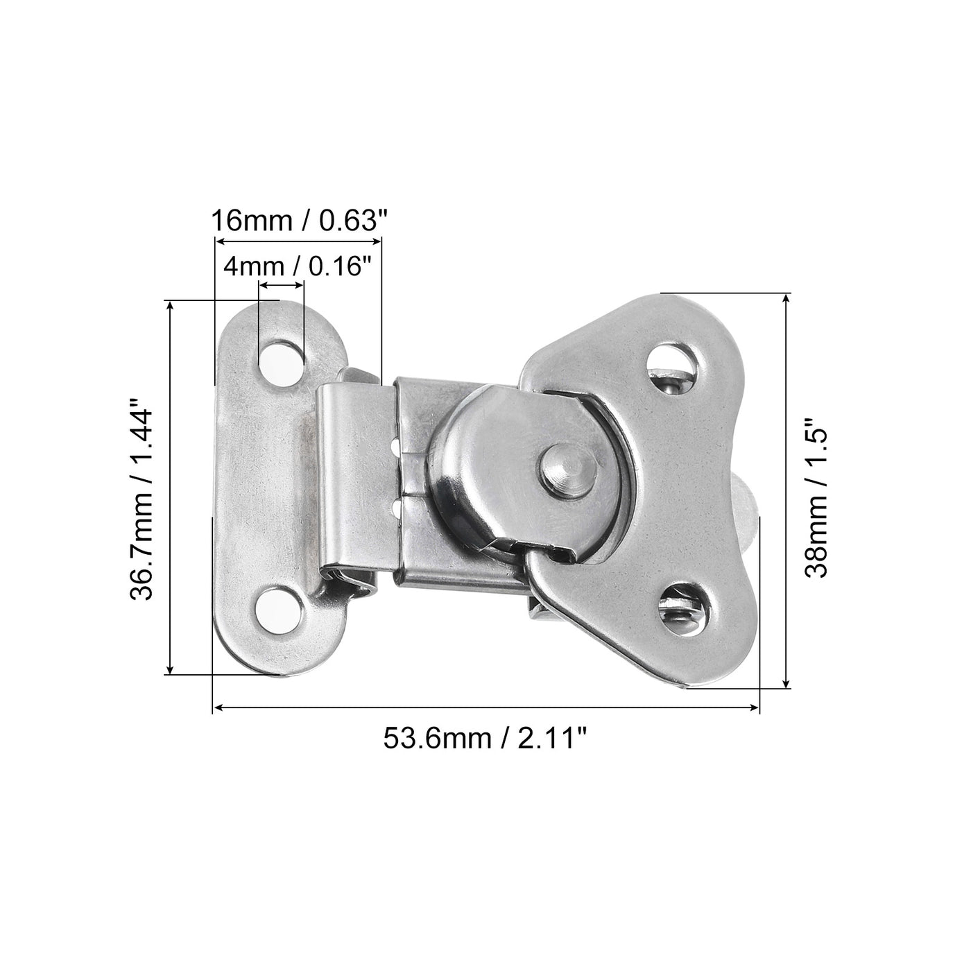 uxcell Uxcell 6Pcs 2.1" x 1.5" 304 Stainless Steel Spring Loaded Butterfly Twist Latch, Silver