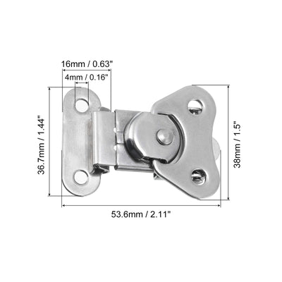 Harfington Uxcell 6Pcs 2.1" x 1.5" 304 Stainless Steel Spring Loaded Butterfly Twist Latch, Silver