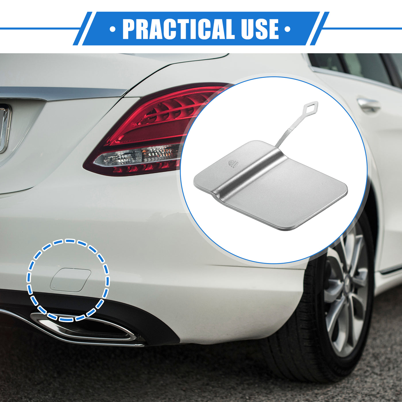 VekAuto Car Tow Hook Eye Hole Cover Cap Compatible for Mercedes-Benz GLK350 2010-2012, Durable Plastic Silver Tone Rear Bumper