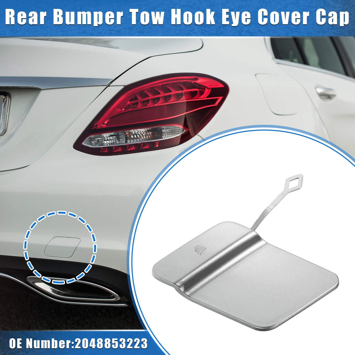 VekAuto Car Tow Hook Eye Hole Cover Cap Compatible for Mercedes-Benz GLK350 2010-2012, Durable Plastic Silver Tone Rear Bumper