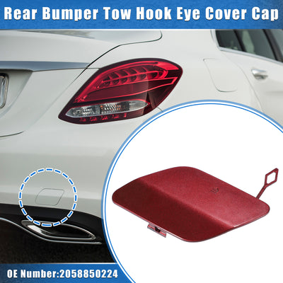 Harfington Car Tow Hook Eye Hole Cover Cap Compatible for Mercedes-Benz C300 Sedan 2016-2018, Durable Plastic Red Rear Bumper