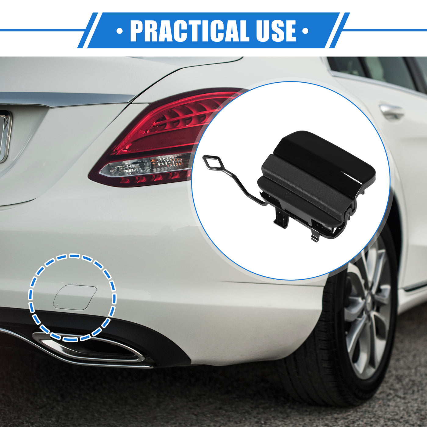 VekAuto Car Tow Hook Eye Hole Cover Cap Compatible for Mercedes-Benz C300 2019-2021, Durable Plastic Black Rear Bumper