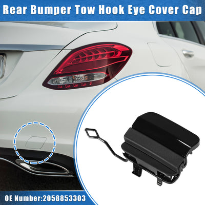 Harfington Car Tow Hook Eye Hole Cover Cap Compatible for Mercedes-Benz C300 2019-2021, Durable Plastic Black Rear Bumper