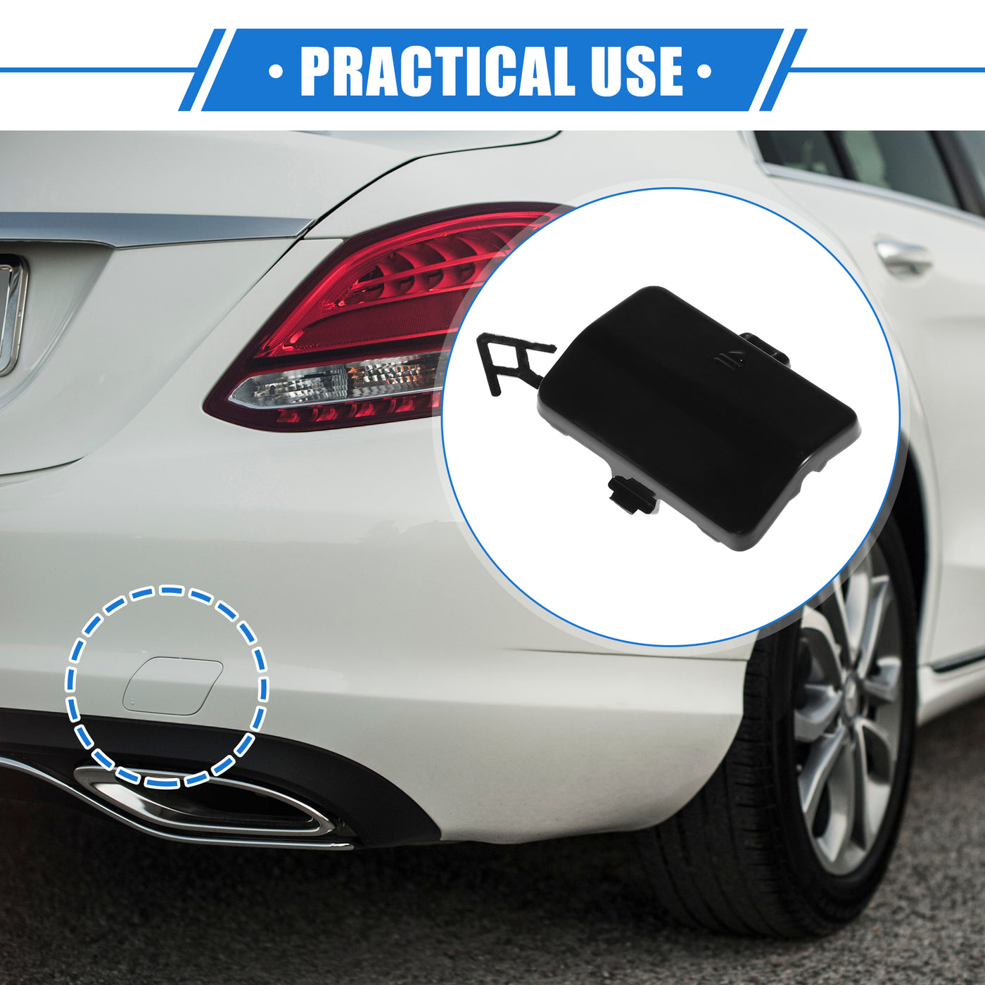 VekAuto Car Tow Hook Eye Hole Cover Cap Compatible for Mercedes-Benz R320 2007-2009, Durable Plastic Black Rear Bumper