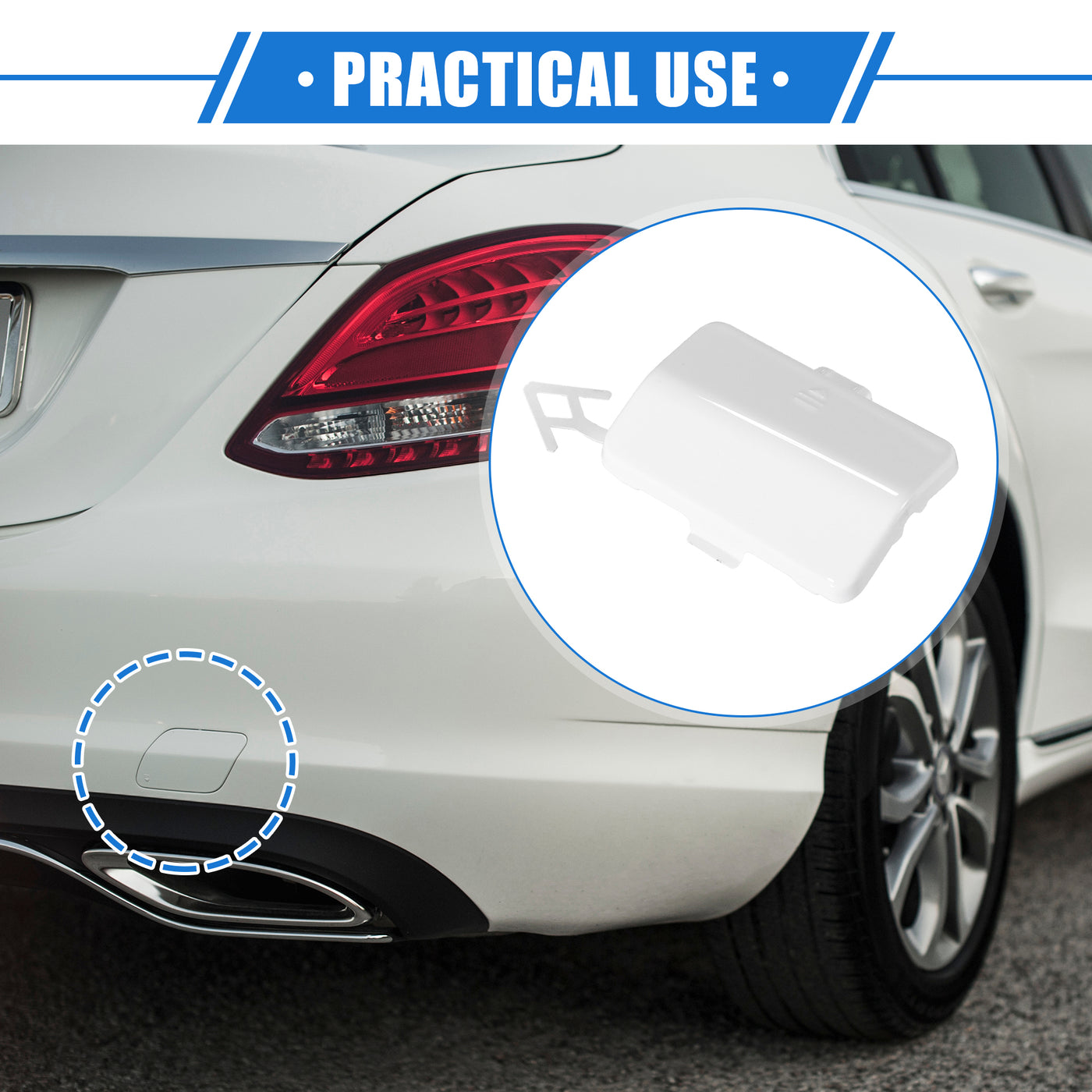 VekAuto Car Tow Hook Eye Hole Cover Cap Compatible for Mercedes-Benz R320 2007-2009, Durable Plastic White Rear Bumper