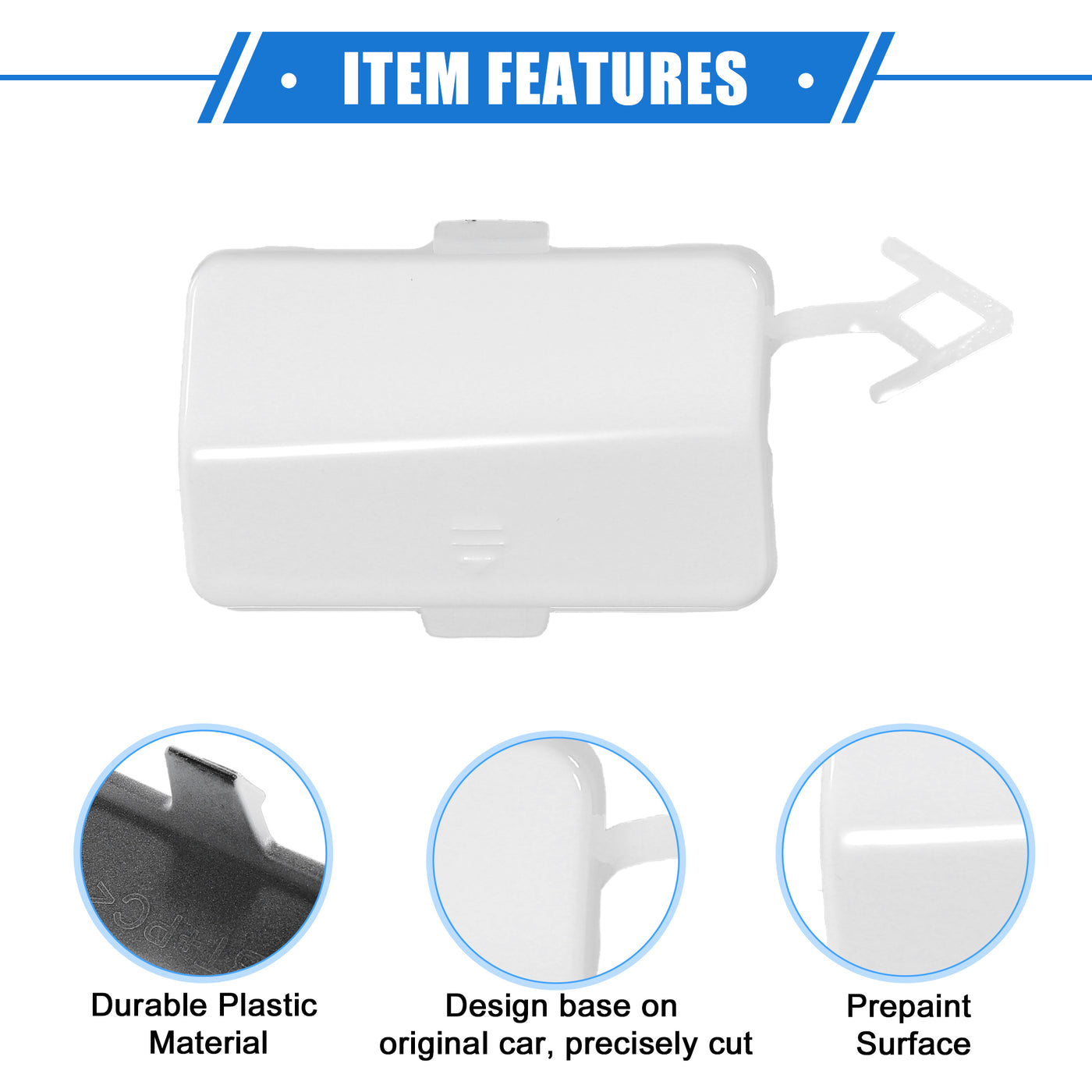 VekAuto Car Tow Hook Eye Hole Cover Cap Compatible for Mercedes-Benz R320 2007-2009, Durable Plastic White Rear Bumper