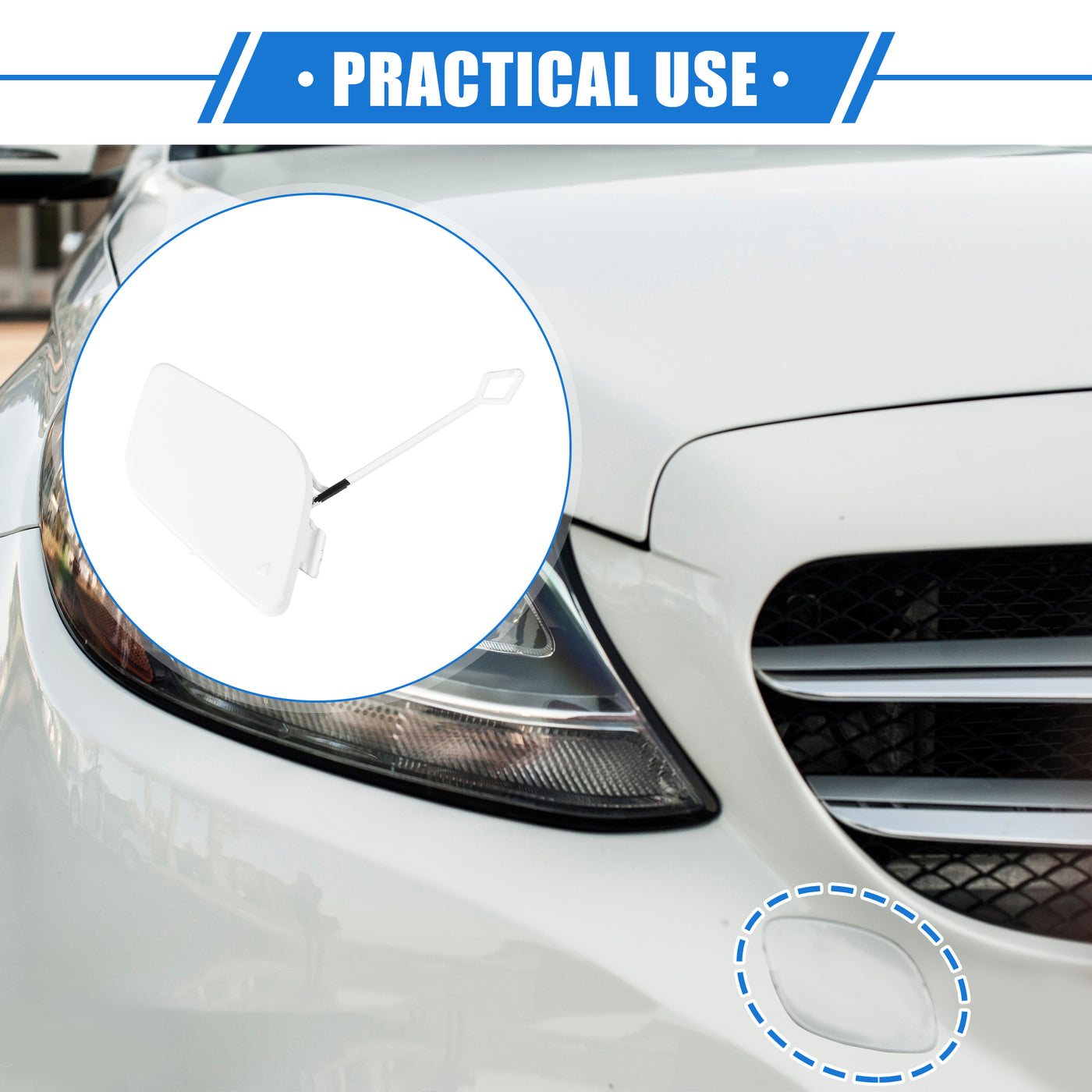 VekAuto Car Tow Hook Eye Hole Cover Cap Compatible for Mercedes-Benz R350 2011-2012, Durable Plastic White Front Bumper