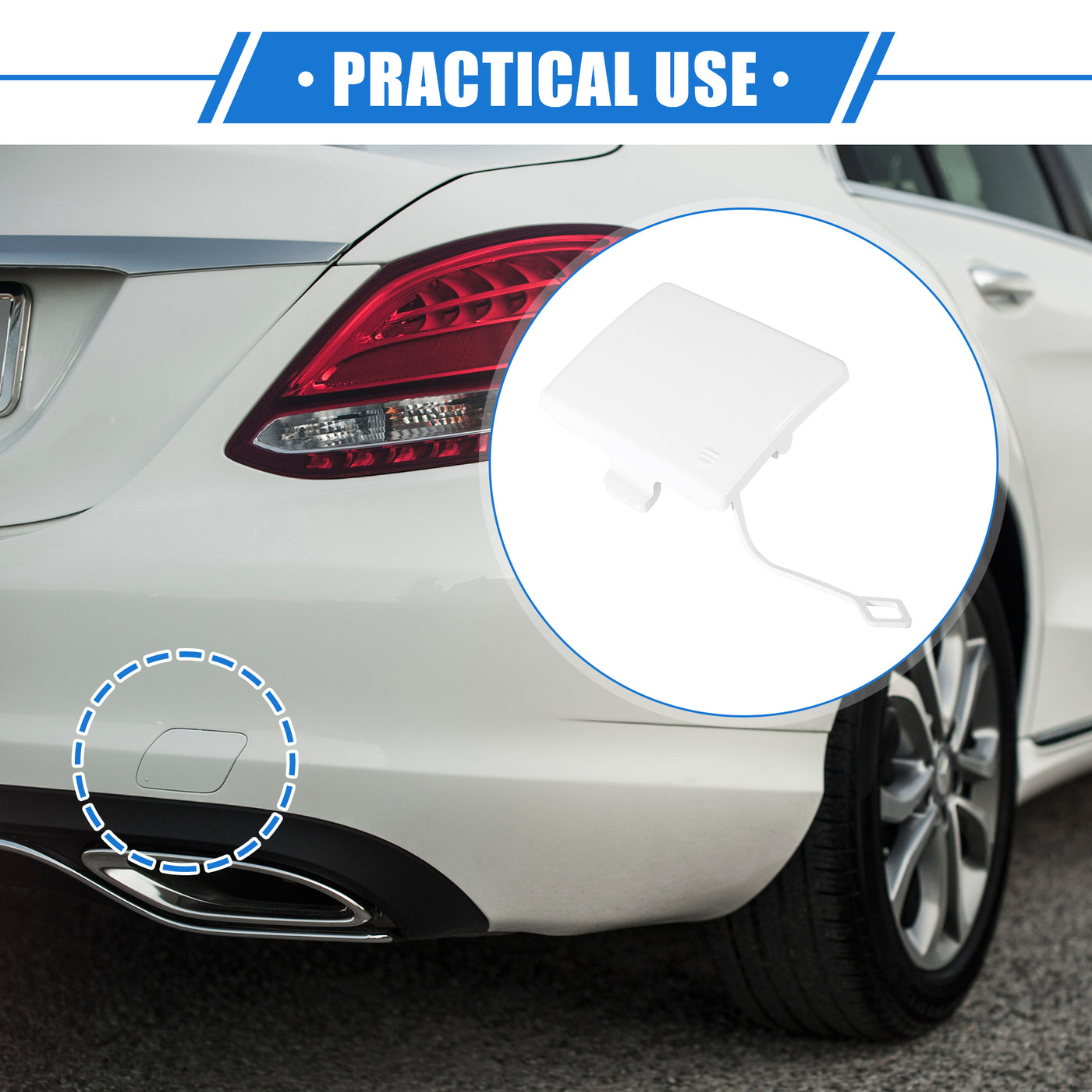 VekAuto Car Tow Hook Eye Hole Cover Cap Compatible for Mercedes-Benz R350 2011-2012, Durable Plastic White Rear Bumper