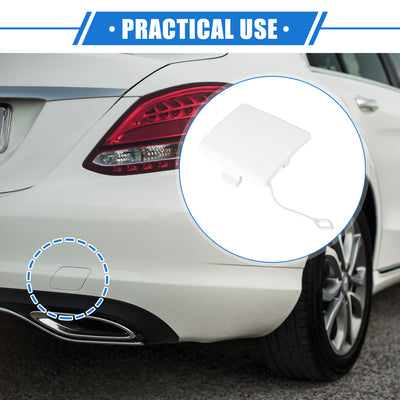 Harfington Car Tow Hook Eye Hole Cover Cap Compatible for Mercedes-Benz R350 2011-2012, Durable Plastic White Rear Bumper