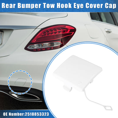 Harfington Car Tow Hook Eye Hole Cover Cap Compatible for Mercedes-Benz R350 2011-2012, Durable Plastic White Rear Bumper