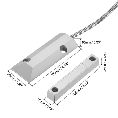 Harfington Garage Door Sensor, NC Wired Magnetic Contacts Switch with Adjustable Bracket