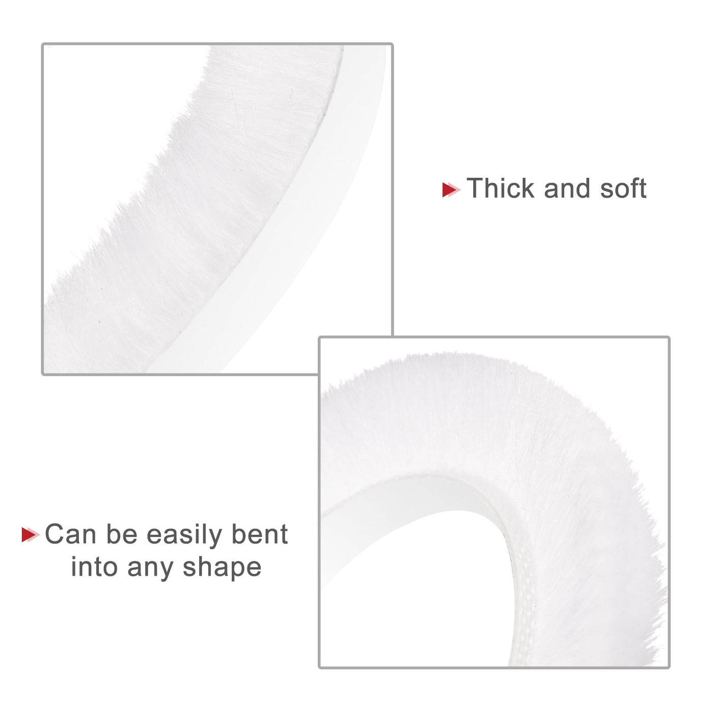 uxcell Uxcell Weather Stripping Brush, 20ft L x 0.3" W x 0.5" H Self-Adhesive Seal Weatherstrip Sweep Brush White for Door Window