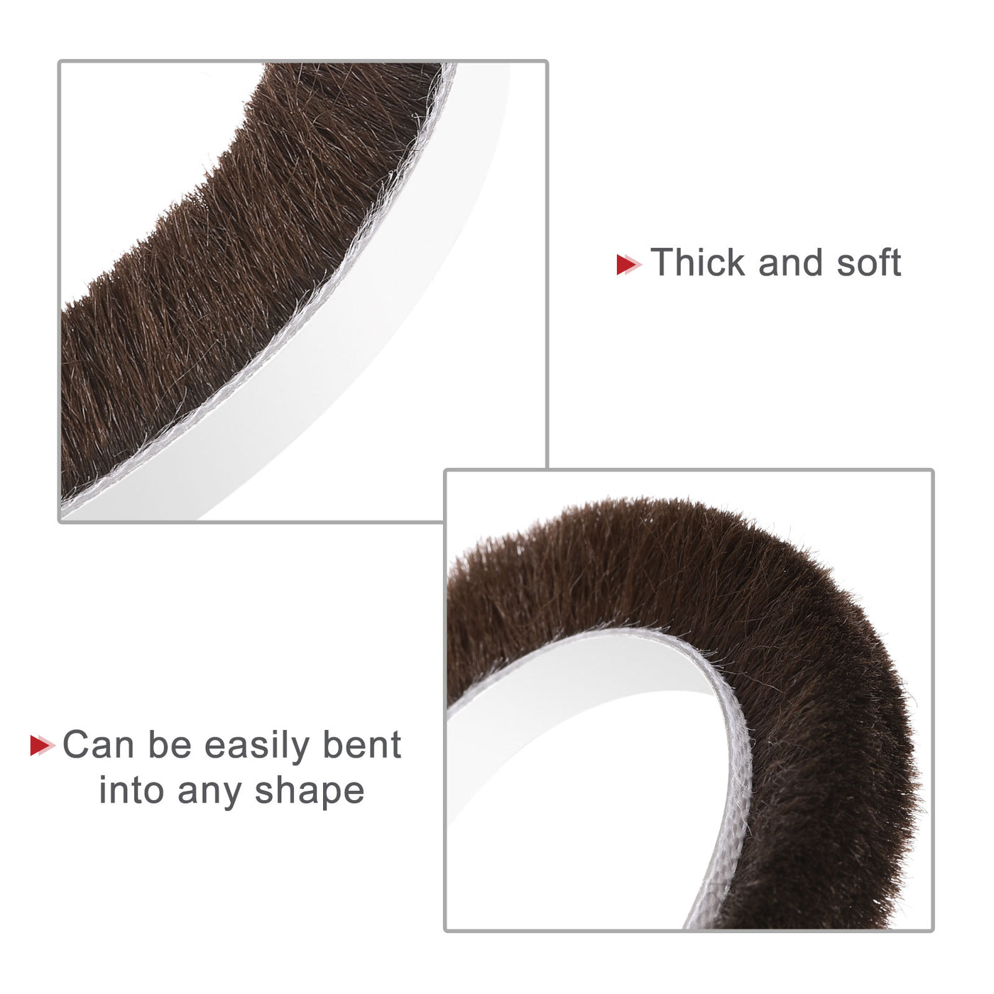 uxcell Uxcell Weather Stripping Brush, 20ft L x 0.3" W x 0.5" H Self-Adhesive Seal Weatherstrip Sweep Brush Brown for Door Window