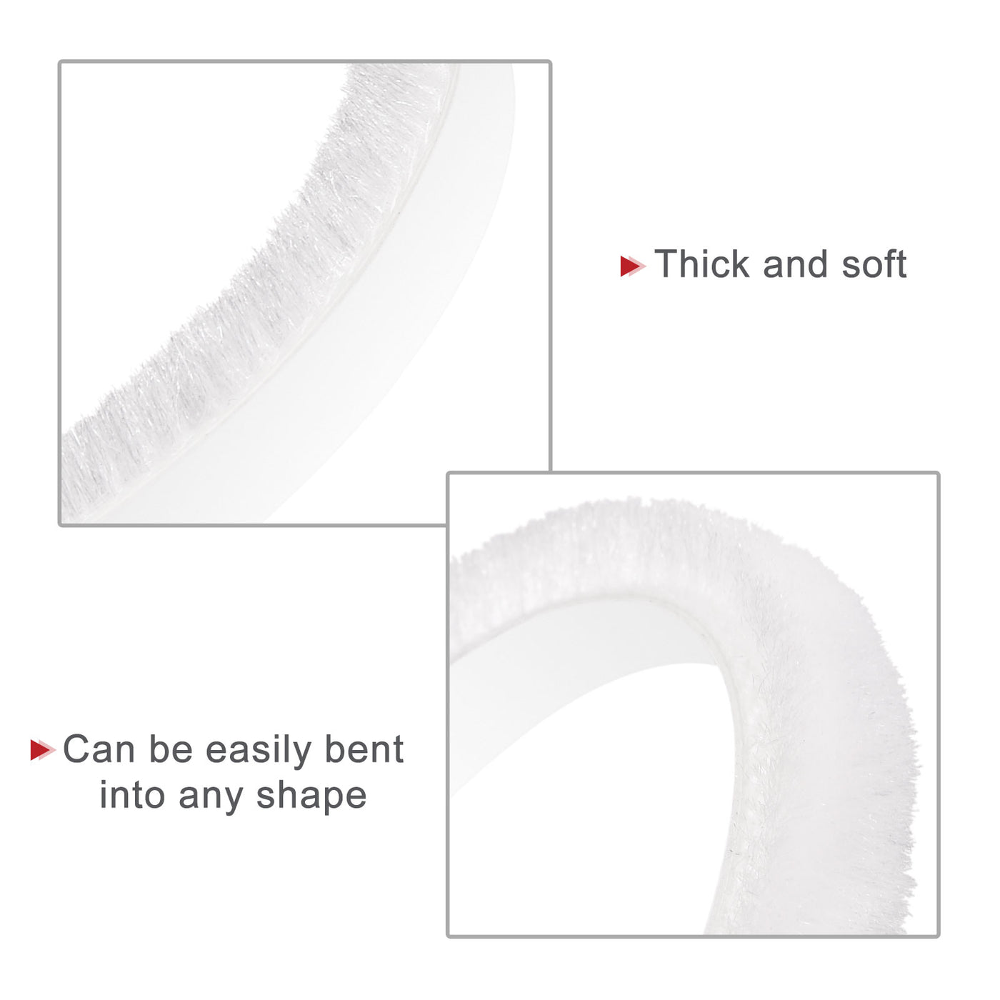 uxcell Uxcell Weather Stripping Brush, 20ft L x 0.28" W x 0.24" H Self-Adhesive Seal Weatherstrip Sweep Brush White for Door Window