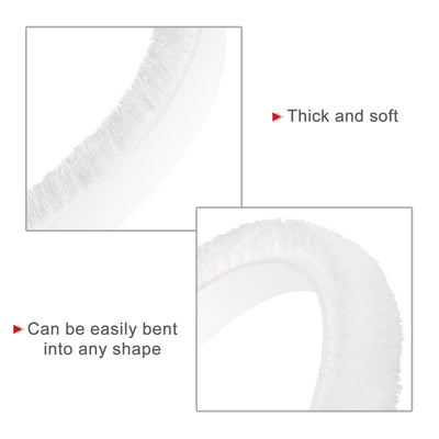 Harfington Uxcell Weather Stripping Brush, 20ft L x 0.28" W x 0.24" H Self-Adhesive Seal Weatherstrip Sweep Brush White for Door Window