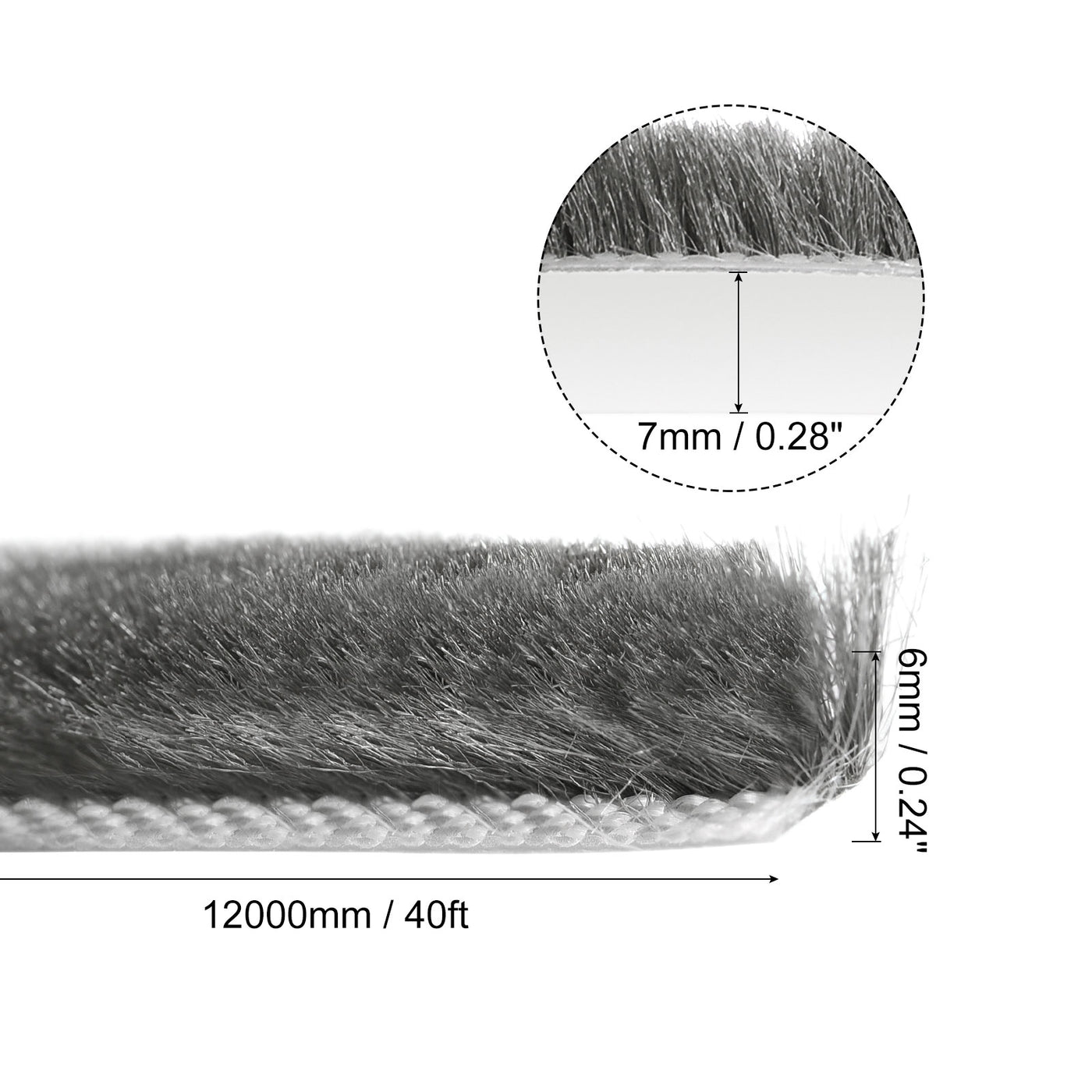uxcell Uxcell Weather Stripping Brush, 40ft L x 0.28" W x 0.24" H Self-Adhesive Seal Weatherstrip Sweep Brush Gray for Door Window