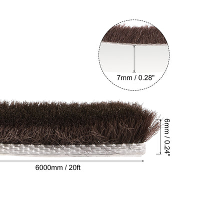 Harfington Uxcell Weather Stripping Brush, 20ft L x 0.28" W x 0.24" H Self-Adhesive Seal Weatherstrip Sweep Brush Brown for Door Window