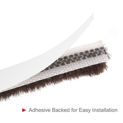 Harfington Uxcell Weather Stripping Brush, 20ft L x 0.28" W x 0.24" H Self-Adhesive Seal Weatherstrip Sweep Brush Brown for Door Window