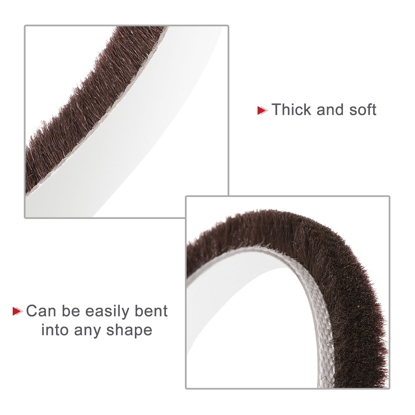 uxcell Uxcell Weather Stripping Brush, 20ft L x 0.28" W x 0.24" H Self-Adhesive Seal Weatherstrip Sweep Brush Brown for Door Window