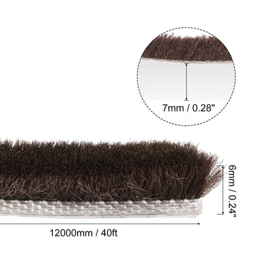 Harfington Uxcell Weather Stripping Brush, 40ft L x 0.28" W x 0.24" H Self-Adhesive Seal Weatherstrip Sweep Brush Brown for Door Window