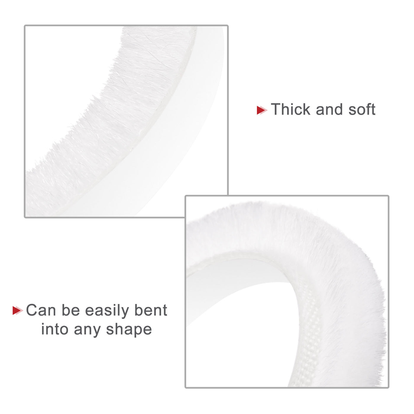 uxcell Uxcell Weather Stripping Brush, 20ft L x 0.3" W x 0.3" H Self-Adhesive Seal Weatherstrip Sweep Brush White for Door Window