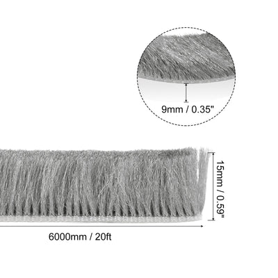 Harfington Uxcell Weather Stripping Brush, 20ft L x 0.35" W x 0.6" H Self-Adhesive Seal Weatherstrip Sweep Brush Gray for Door Window